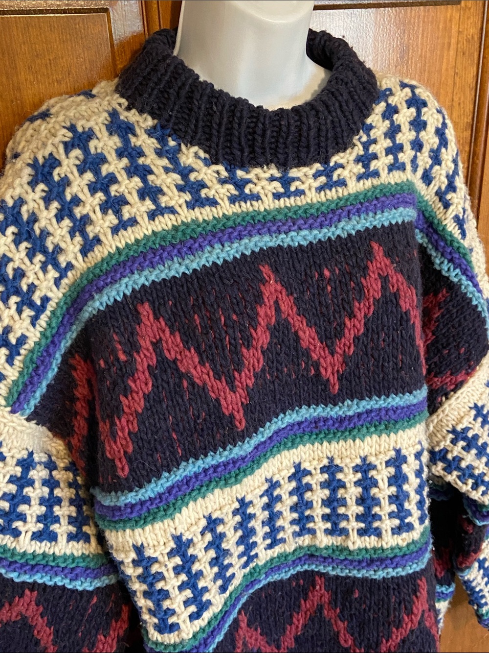vintage Diversified Imports 100% Wool Heavy Fisherman thick Sweater.XL OS